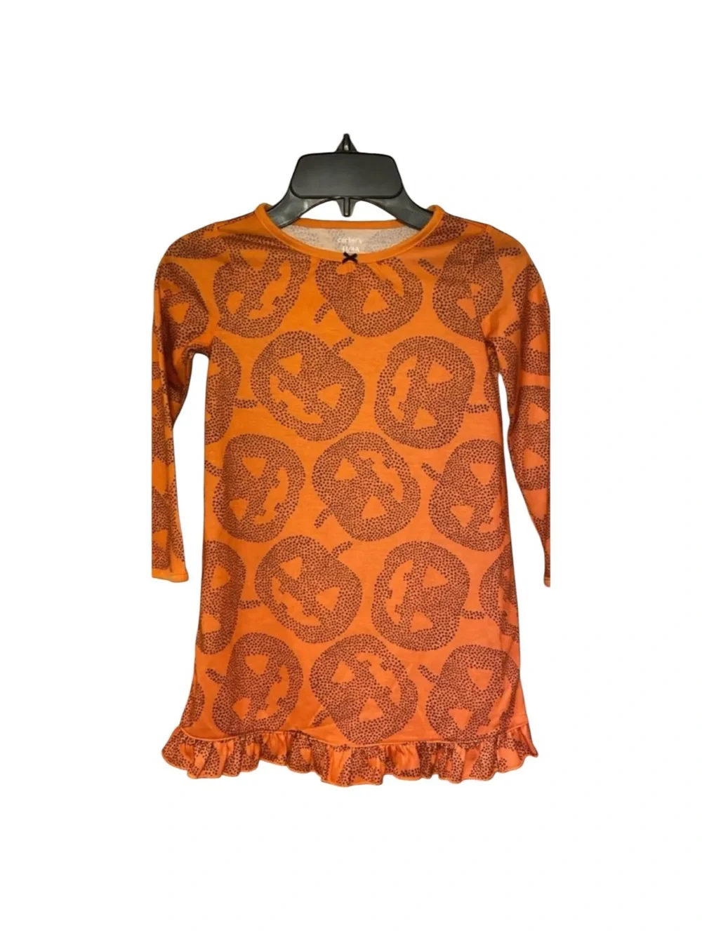 NWT Carters Girls Pumpkin Jack-o-Lantern Print Ruffle-Hem Dress Halloween